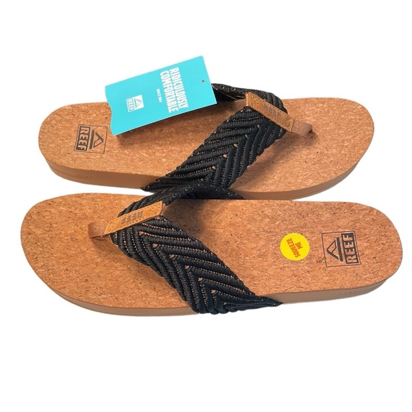 Reef Shoes New Reef Cushion Strand Womens Thong Flip Flops Black
